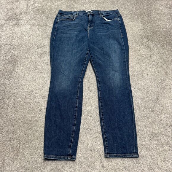 Good American Good Legs High Rise Skinny Denim Jeans Womens 18 Plus Dark Wash - Picture 1 of 16
